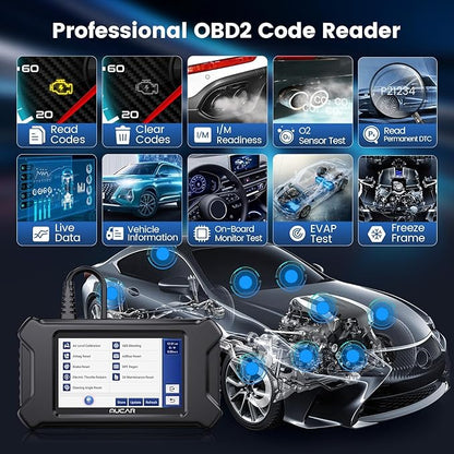 MUCAR CS6 OBD2 Scanner Diagnostic Tool, Engine Transmission BCM Car Scanner, ABS Code Reader, SRS TPMS Scan Tool, 7 Reset Service, Oil/EPB/SAS/TPMS/DPF/Throttle/ABS Bleed, Auto VIN, Free Update