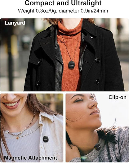 Mini Microphone for iPhone 14/13/12, Lightning Wireless Mic with Noise Cancellation, 48KHz 16-Bit, 20H Battery, 164ft Range, Magnetic & Clip Lavalier Microphone for Video Recording, YouTube, Tiktok