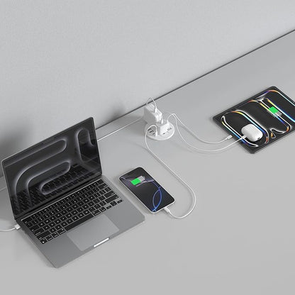 Jgstkcity Power Strip,Desktop Recessed Power Grommet,40W Total USB C Fast Charging,3.15-Inch Hole, 4 Outlets & 8 Ports, Ideal for Desktop & Countertop Flush Mount Outlet