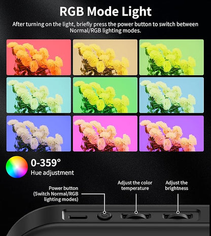 Magnetic 6000mAh RGB Selfie Ring Light for iPhone,448 LED Rechargeable Phone Light with Mini Tripod Stand, Double-Sided Magnet Handheld Stabilizer with Light for Magsafe/Phones/Video Recording/Photos
