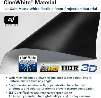 Elite Screens Kestrel Tab-Tension 3 CineWhite, 122 inch 16:9 Aspect Ratio, ISF Certified, Electric Floor-Rising Motorized Tab-Tensioned Front Projector Screen, Programmed Remote Kit, FTE122H3