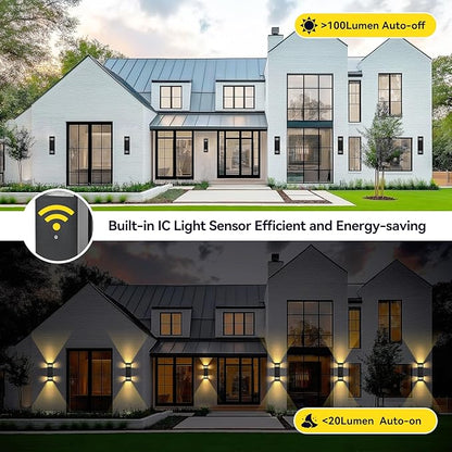 MZLITI Dusk to Dawn Outdoor Wall Light 2 Pack, Modern Exterior Lighting Fixtures for House, Black Outdoor Sconce Lights with LED Bulbs, Up Down Lights, Outside Garage Lights for House, Porch, Door