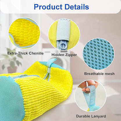 Cilkus Shoe Washing Machine Bag – 2 Pack Reusable Laundry Shoe Bag with Zipper for Sneakers and Tennis Shoes, 360° Deep Cleaning, Washer and Dryer Safe – Includes Bonus Shoe Bags