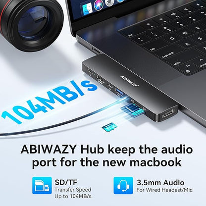 USB C Adapter HDMI USB Multiport Hub,8 in 2 Accessories with HDMI,Thunderbolt 3,USB C and 3 USB A 3.0 Data Ports SD TF Card Reader, Audio(Black)