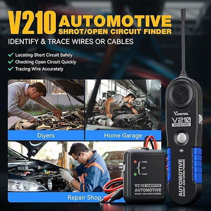 VDIAGTOOL V210 Wire Tracer Electrical Automotive Open & Short Finder Circuit Tester Circuit Breaker Finder Fault Probe Wire Tracker Electrical DC 6-42V