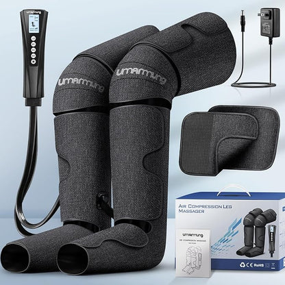 Air Compression Leg Massager with Heat - Ideal Christmas, Mother's Day and Father's Day Gifts for Men, Women, Dad, Mom - Relieves Foot and Knee Pain, Eases Varicose Veins, Cramps, Swelling and Edema