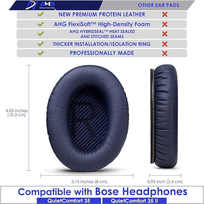 QC35 / QC35 ii earpads and QC35 Headband / QC35 ii Headband V3 pad Cushion Compatible with Bose QuietComfort 35 and QuietComfort 35 ii Headphones (Midnight Blue)