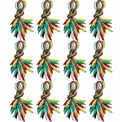 120PCS Premium Alligator Clips Electrical, 5 Colors Test Probes & Leads, Crocodile Jumper Wires with Dual Ended Insulators Cable for Electric Circuit Connection, Multimeter, Electronic Experiments