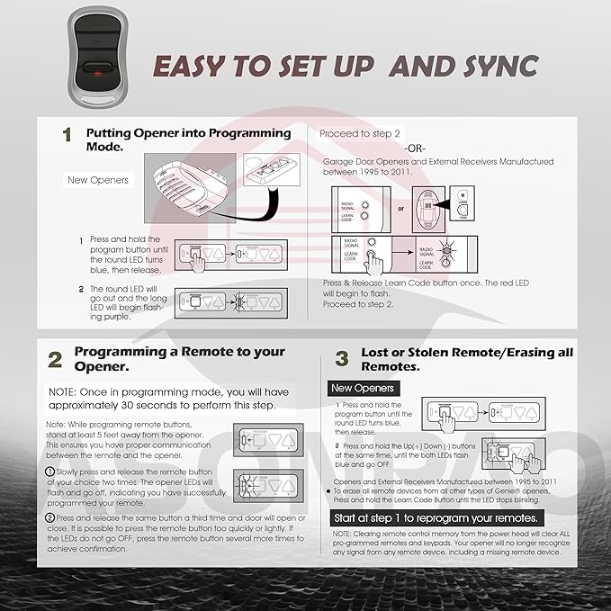 2 for Genie Garage Door Opener Remote G3T-A G3T-R G3T-BX Intellicode【10-Years-Warranty】