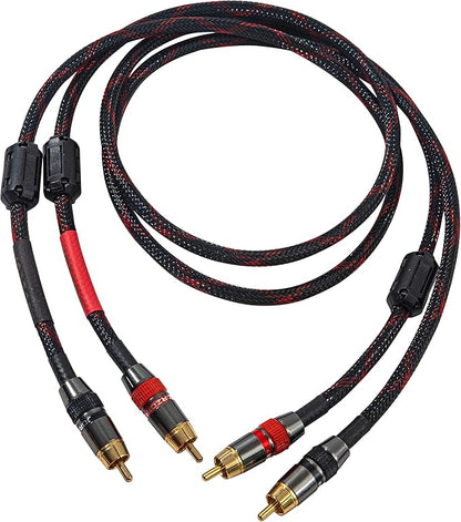 JORZOR RCA Cable, 2RCA Male to 2RCA Male Stereo Audio Cables 【Hi-Fi Sound】 Braided RCA Stereo Cable for Home Theater, HDTV, Amplifiers, Hi-Fi Systems, Car Audio, Speakers (2M(6.6FT))