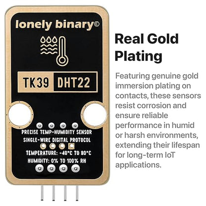 Lonely Binary 6pcs DHT22 DHT11 Gold Edition Digital Temperature Humidity Sensor Set AM2302 Weather Station Monitor for Arduino ESP32 S3 Raspberry Pi Project