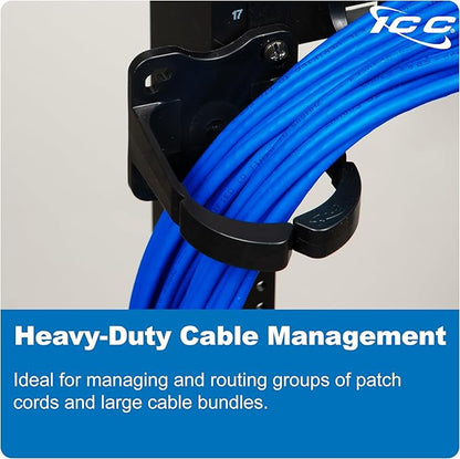 ICC 3” Plastic Cable Management Ring, Vertical/Horizontal, Rack or Wall Mount, Pack of 1 – Cable Organizer for Network Racks and Structured Cabling