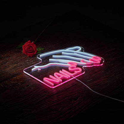 Nails Salon Neon Sign Dimmable Neon Light for Wall Decor Powered by USB Adapter for Beauty Store Room Gift Light and Shop Decorative Signs (17x12inches)