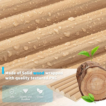 Art3d Fluted Wood Panel for Wall and Ceiling, Beaded Accent Molding for Home Decoration, Pack of 4pcs + 1pc End-Trim, Size 108 x 5.7in.- Beaded Oak
