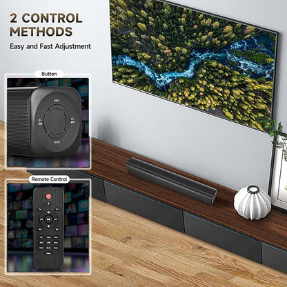 Fansbe Direct Sound Bar Speakers Bluetooth Wireless, TV Speakers Sound Bar Subwoofer, Home Theater Surround Sound Bar HDMI(ARC) Optical AUX USB 2.1ch Home Audio Sound System TV PC Wall Mount, Black