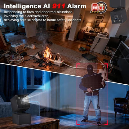 Jqimn 2K Security Camera Indoor - 5G&2.4G WiFi Cameras for Home Security, Pet/Dog/Baby Monitor with Phone APP 360Pan/Tilt, One-Tap Call 911, Al Motion Tracking, 24/7 Recording, Night Version
