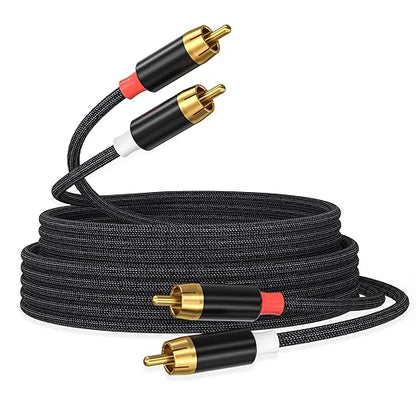 AGVEE 16.5ft RCA Cable, 2 RCA Male Thickened Six Claws Plug Stereo Auxiliary Audio Cord for Home Theater, Amplifier, Active Speakers or Subwoofer, Black