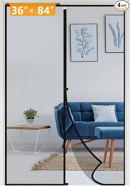 Yotache Magnetic Screen Door Fits Door Size 36 x 84, Screen Size 38" x 85" Reinforced Fiberglass Net Curtain for Walk Through Door Black
