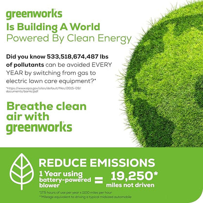 Greenworks 60V 550 CFM Brushless Backpack Blower, 5.0Ah Battery and 6A Charger