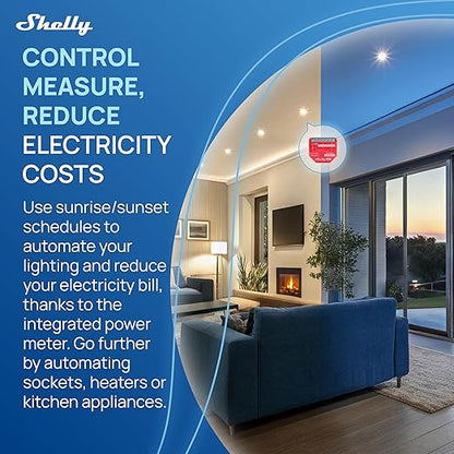 Shelly 1PM Gen4 | Wi-Fi, Zigbee, Matter Smart Relay Switch with Power Metering, 1-Channel 16A | Home Automation | Alexa, SmartThings, Google Home, Apple HomeKit Compatible | iOS Android App (2 Pack)