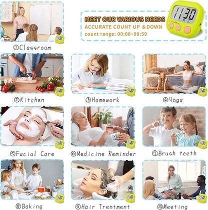 Classroom Timers for Teachers Kids Large Magnetic Digital Timer Teacher Supplies 24 Pack-Blue Green