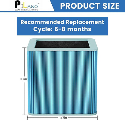 211+ Replacement Filter Compatible with 211+ Air Purifier, 2-Stage Filtration System of H13 True HEPA Filter and Activated Carbon Filter, Blue, 2 Pack
