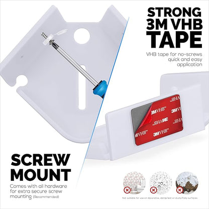 BRAINWAVZ Drill Free Tilted Corner Wall Mount Small Shelf for Baby Monitors, Home Security Cameras & More, Strong VHB Adhesive with Screw in Option, Easy to Install, No Mess