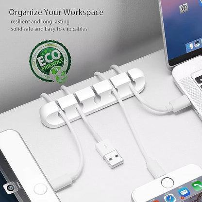 Oakridge™ Cable Organizer Clips with Strong 3M Adhesive – Silicone Desk & Car Wire Holders for USB, Charger Cables & Earphones – Multi-Slot (7-5-3-3-1)