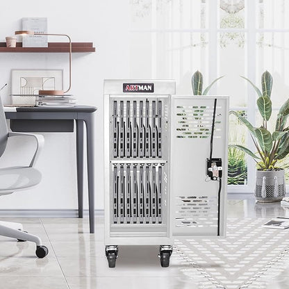 16 Device Mobile Charging Station for Laptops/Tablets/iPads/Chromebooks,16 Bay Lockable Charging Cabinet with Cable Management & Power Strip Included, Laptop & Tablet Storage Carts,Easy Assembly