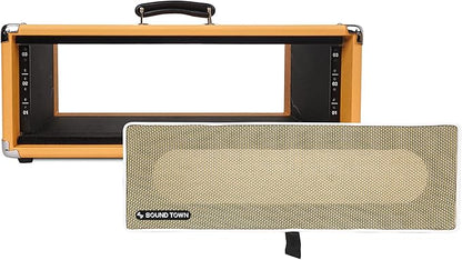 Sound Town Vintage 3U Amp Rack Case, 12.5" Depth with Rubber Feet, Dust Cover, Kickstand, Orange (STVRC-3OR)