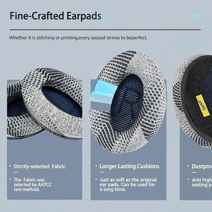 Cooling-Gel QuietComfort 35 / QC35 ii Replacement Ear Pads for Bose Headphones, Also Fit for Bose QC45 QC35 QC25 QC2 QC15/ Around-Ear 2 AE2i AE2w/ SoundTrue & SoundLink Series, Dark Blue