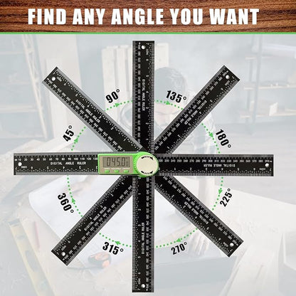 PDDYIER Digital Angle Finder Protractor, 2-in-1 Miter Saw, 7 Inch/200mm ABS Ruler, High Accuracy Measuring Tool for Woodworking, Metalworking, Carpenter, Construction