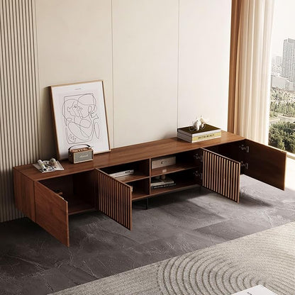 NessCarsti Mid Century Modern TV Stand for 80+ Inch TVs, 94.48" Walnut Console with Ample Storage – Stylish Entertainment Center for Living Room or Bedroom