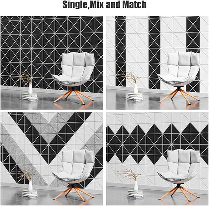 Sonicism 20 Pack X-Lined Acoustic Panels with Self-adhesive, 12"X12"X 0.4" Sound Proof Foam Panels, High Density Decorative Sound panels, Soundproof Wall Panels for Home Office (WhiteBase+BlackFace)