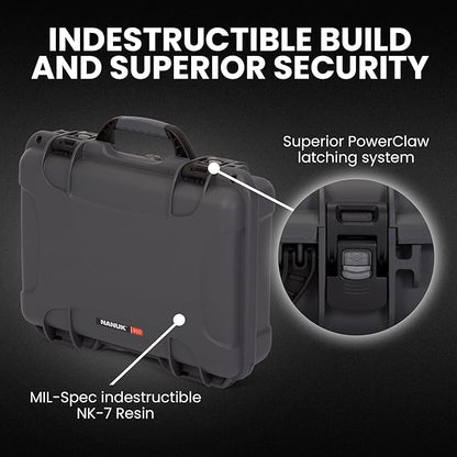 NANUK 910 Hard Case with Customizable Cubed Foam, IP67 Waterproof, Dustproof and Impact Resistant, 14.3” x 11.1” x 4.7”, Rugged Construction for Ultimate Protection, Made in Canada – Graphite