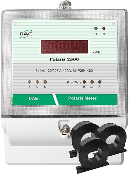 DAE P254-400-S KIT, UL kWh Smart Submeter, 3 Phase, 400A, 120-480v, 3 Solid Core CTs (Inner Dia 1.38"), RS485