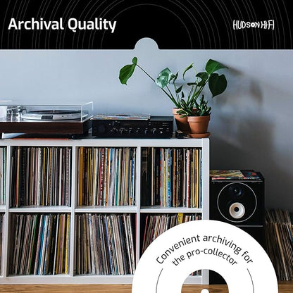 Hudson Hi-Fi Vinyl Record Outer Sleeves Covers - Premium Clear Vinyl Record Sleeve 100-Pack - Protect Your LP Albums from Scratches, Dirt & Dust - 3mm Thick No-Acid Exterior Disc Cover
