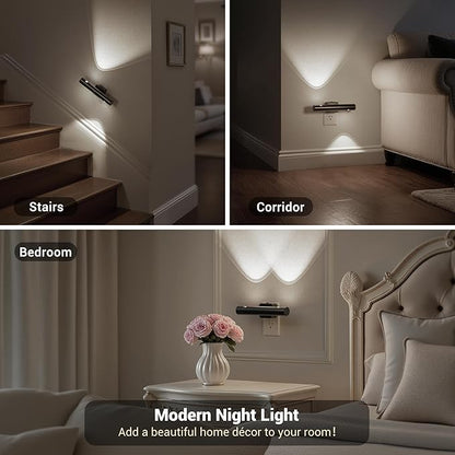 JandCase LED Night Light, Modern Night Lights Plug into Wall, Soft White 3000K,0-100LM Adjustable Brightness with Dusk-to-Dawn Sensor, Dimmable Night Lights for Bathroom, Hallway, Bedroom,Stairway