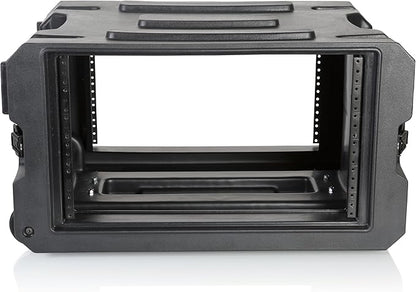 Gator Cases Pro Series 6U Rolling Rack Case with 19" Depth, Tow Handle & Recessed Wheels, Roto Molded Made in USA (G-PROR-6U-19)