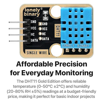 Lonely Binary 6pcs DHT22 DHT11 Gold Edition Digital Temperature Humidity Sensor Set AM2302 Weather Station Monitor for Arduino ESP32 S3 Raspberry Pi Project
