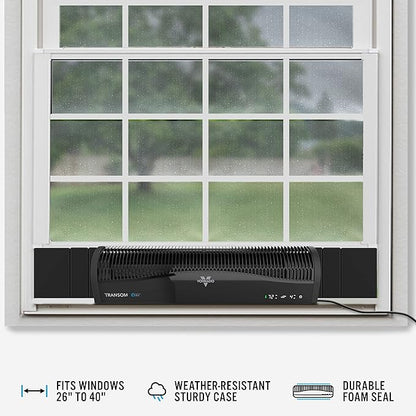 Vornado TRANSOM AE Window Fan with Alexa, 4 Speeds, Reversible Exhaust Mode, Weather Resistant Case, Whole Room, Black