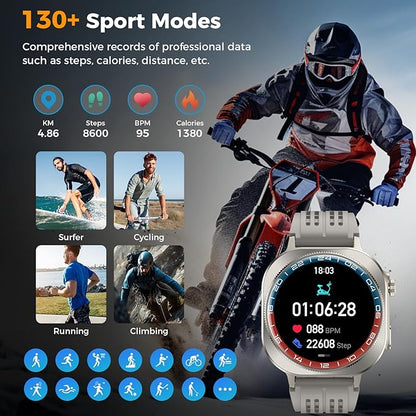 Soudorv Smart Watch, 2026 AMOLED 1.43" Smartwatch for Men Women(Answer/Make Call), 60 Days/130+ Sports/Flashlight, Heart Rate/Sleep Monitor, IP68 Waterproof Fitness Activity Tracker for Android iOS