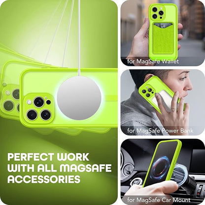 Magnetic for iPhone 15 Pro Max Case, Compatible with MagSafe, Built-in Privacy Screen Protector and Camera Protection, Anti Spy Full Body Dustproof Shockproof Hard Phone Case 6.7", Matte Green