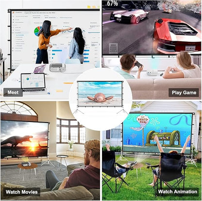 Projector Screen with Stand, Vamvo 100 inch Portable Foldable Projection Screen with Aluminum Alloy Stand Outdoor Movie Screens with Carrying Bag for Home Theater Camping and Recreational Events