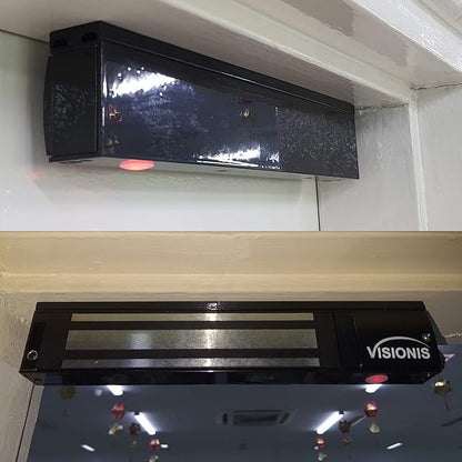 Visionis FPC-5192-BL Black 600lbs Indoor Electromagnetic Lock with 600 lbs L and Z Bracket for Inswinging Door