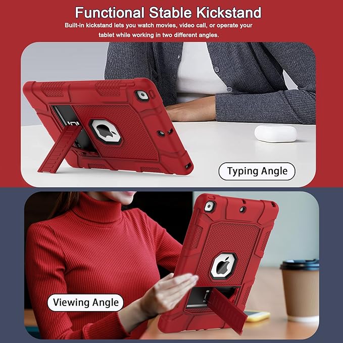 Rantice iPad 9th Gen Case - Hybrid Shockproof Rugged Drop Protection with Kickstand for 10.2'' 2021/2020/2019 iPads (Red+Black)