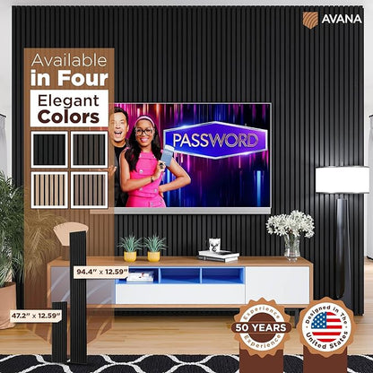 Avana Acoustic Wood Wall Panels – 94.4 X 12.6 Inch Black Oak Acoustic Panels 2 PCs – Wall Panels For Interior Wall Decor For Homes, Offices, Studios – Sturdy And Durable Wood Panels For Wall