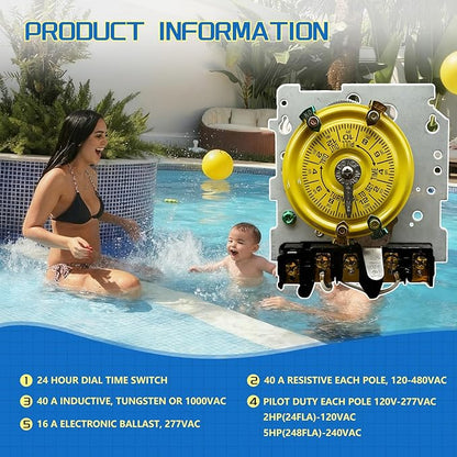 T104M Electromechanical Timer Switch Versatile Scheduling Manual Override,Mechanism Only