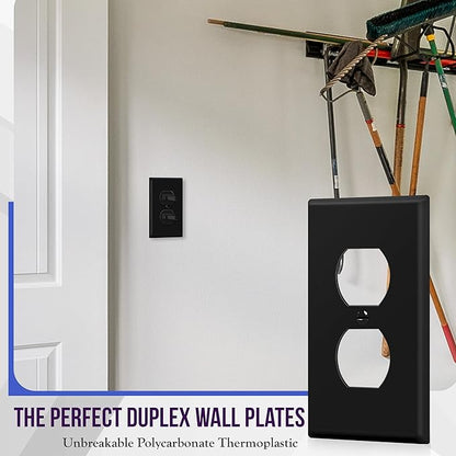 ENERLITES Duplex Receptacle Outlet Wall Plate, Electrical Outlet Cover, Gloss Finish, Mid-Size 1-Gang 4.88" x 3.11", Unbreakable Polycarbonate Thermoplastic, UL Listed, 8821M-BK, Black