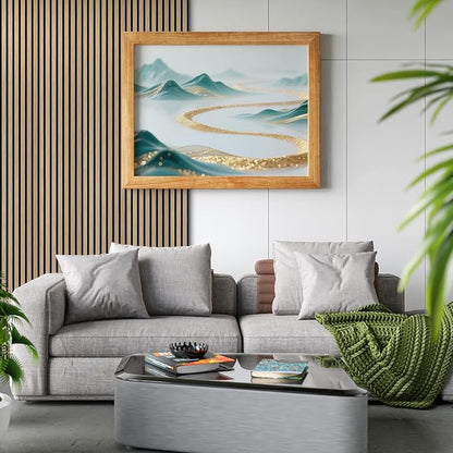 Art3d 4-Piece 94 x 12.6 Inch Acoustic Lightweight Slat Wall Panel - Waterproof Wood Textured Wainscoting Panel of 33 Sq.Ft for Bedroom, Home Theater Office Accent Wall, Boxwood